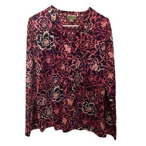 Vera Bradley 100% Cotton Floral Long Sleeve Button Down Top X-Large
